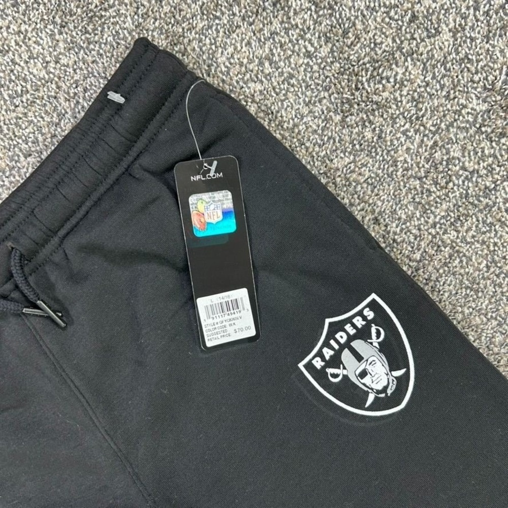 NEW NFL Team Apparel Raiders Black White Grey Jogger Sweatpant Youth Large 14-16 - Picture 5 of 14